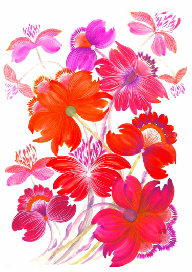 绘画 标题为“bouquet of bright f…” 由Tetiana Savchenko, 原创艺术品, 水粉