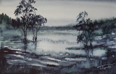 Painting titled "Quiet Evening, Atmo…" by Tetiana Sharanutsa, Original Artwork, Watercolor