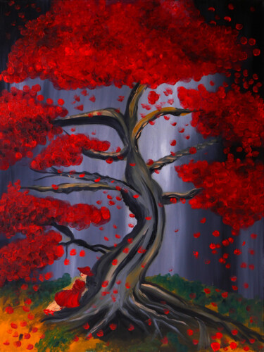 Pintura intitulada "Fantasy tree Painti…" por Tetiana Surshko (SurshkoArt), Obras de arte originais, Óleo