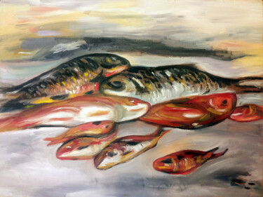 Schilderij getiteld "Fish" door Tetiana Surshko (SurshkoArt), Origineel Kunstwerk, Olie