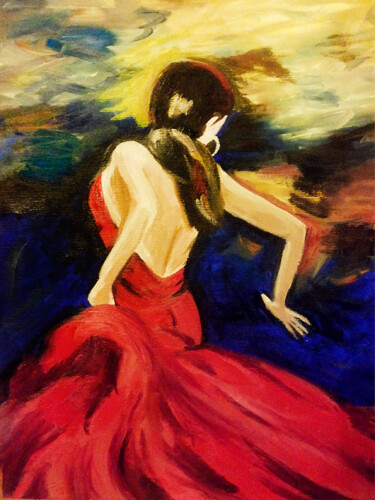 Painting titled "Dancer Painting" by Tetiana Surshko (SurshkoArt), Original Artwork, Oil