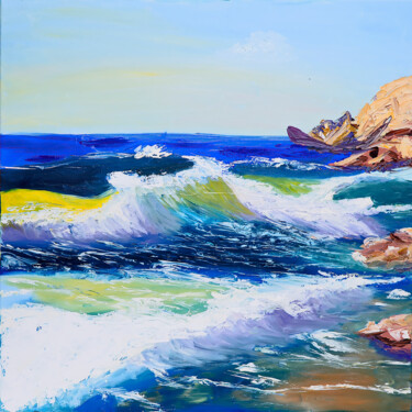Картина под названием "Waves Painting" - Tetiana Surshko (SurshkoArt), Подлинное произведение искусства, Масло