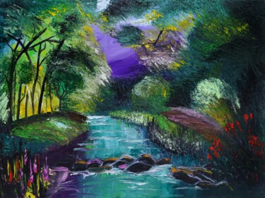 Pittura intitolato "Summer forest Paint…" da Tetiana Surshko (SurshkoArt), Opera d'arte originale, Olio