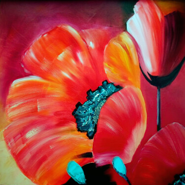 Schilderij getiteld "Poppies Painting" door Tetiana Surshko (SurshkoArt), Origineel Kunstwerk, Olie