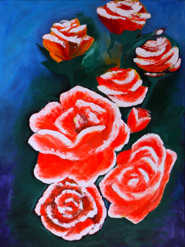Druckgrafik mit dem Titel "Roses Painting" von Tetiana Surshko (SurshkoArt), Original-Kunstwerk, Digitaldruck