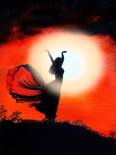 Incisioni, stampe intitolato "Girl's sun Painting" da Tetiana Surshko (SurshkoArt), Opera d'arte originale, Stampa digitale
