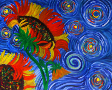 Peinture intitulée "Vibrant Sunflowers…" par Tetiana Surshko (SurshkoArt), Œuvre d'art originale, Huile
