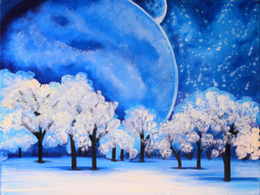 Malerei mit dem Titel "Cosmic Winter Wonde…" von Tetiana Surshko (SurshkoArt), Original-Kunstwerk, Öl