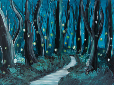 Gravures & estampes intitulée "Night forest Painti…" par Tetiana Surshko (SurshkoArt), Œuvre d'art originale, Impression num…