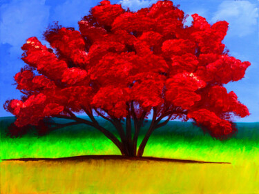 Εκτυπώσεις & Χαρακτικά με τίτλο "Summer tree Painting" από Tetiana Surshko (SurshkoArt), Αυθεντικά έργα τέχνης, Ψηφιακή εκτύ…