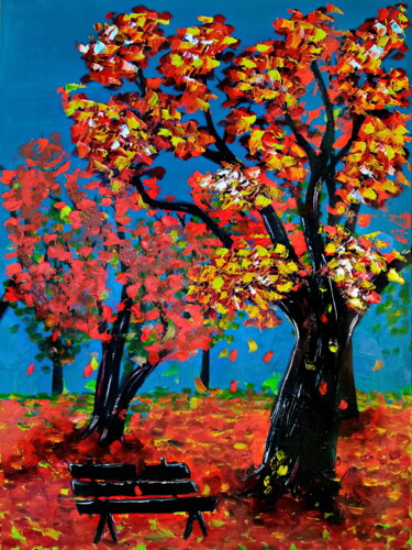 Druckgrafik mit dem Titel "Autumn tree Painting" von Tetiana Surshko (SurshkoArt), Original-Kunstwerk, Digitaldruck