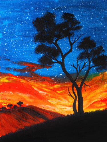 Malarstwo zatytułowany „Cosmic Sunrise: A T…” autorstwa Tetiana Surshko (SurshkoArt), Oryginalna praca, Olej