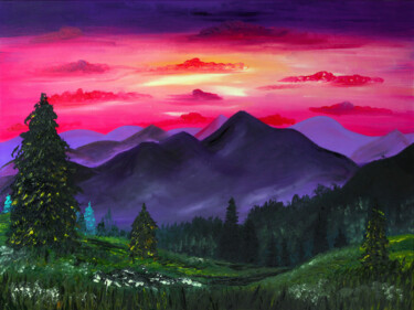 Painting titled "Rocky mountains Pai…" by Tetiana Surshko (SurshkoArt), Original Artwork, Oil