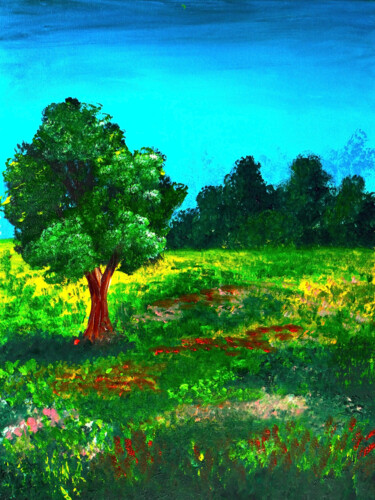 Pittura intitolato "Forest canvas Paint…" da Tetiana Surshko (SurshkoArt), Opera d'arte originale, Olio