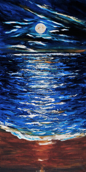 Printmaking titled "Sea Midnight Painti…" by Tetiana Surshko (SurshkoArt), Original Artwork, Digital Print