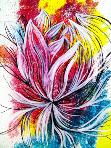 Printmaking titled "Abstract Flower Pai…" by Tetiana Surshko (SurshkoArt), Original Artwork, Digital Print