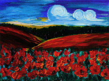 Peinture intitulée "Field of blooming r…" par Tetiana Surshko (SurshkoArt), Œuvre d'art originale, Huile