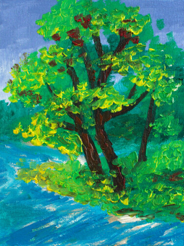 Painting titled "Forest landscape Pa…" by Tetiana Surshko (SurshkoArt), Original Artwork, Oil