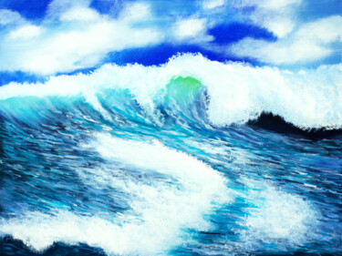 Druckgrafik mit dem Titel "Ocean wave art Pain…" von Tetiana Surshko (SurshkoArt), Original-Kunstwerk, Digitaldruck