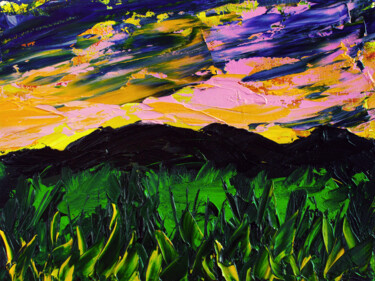 Pintura intitulada "Sunset sky mountain…" por Tetiana Surshko (SurshkoArt), Obras de arte originais, Óleo