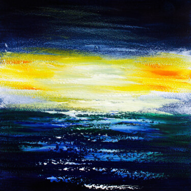 Ζωγραφική με τίτλο "Abstract sea sunset…" από Tetiana Surshko (SurshkoArt), Αυθεντικά έργα τέχνης, Λάδι