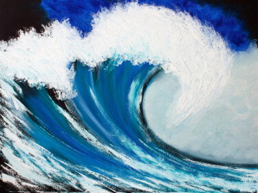 Peinture intitulée "Large ocean wave Pa…" par Tetiana Surshko (SurshkoArt), Œuvre d'art originale, Huile
