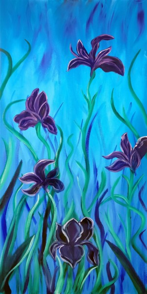 Prenten & gravures getiteld "Irises Impasto Art…" door Tetiana Surshko (SurshkoArt), Origineel Kunstwerk, Digitale afdruk