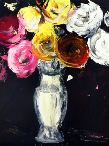 Incisioni, stampe intitolato "White roses Painting" da Tetiana Surshko (SurshkoArt), Opera d'arte originale, Stampa digitale