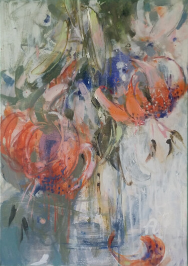 Malarstwo zatytułowany „Lilies” autorstwa Tetiana Tarasenko, Oryginalna praca, Olej