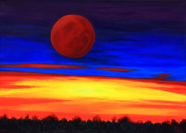 Painting titled ""The Blood Moon"" by Tetiana Teresh, Original Artwork, Acrylic