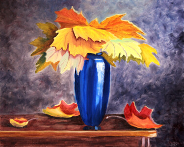 Painting titled ""Autumn In A Vase"" by Tetiana Teresh, Original Artwork, Oil