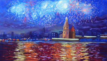 Malerei mit dem Titel "A Firework" von Tetiana Teresh, Original-Kunstwerk, Öl