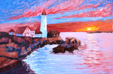 Painting titled "A lighthouse" by Tetiana Teresh, Original Artwork, Oil