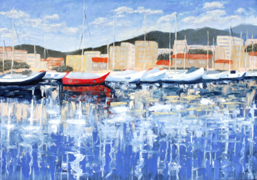 Картина под названием "Yachts" - Tetiana Teresh, Подлинное произведение искусства, Масло