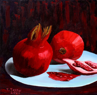 Painting titled ""Pomegranate"" by Tetiana Teresh, Original Artwork, Oil