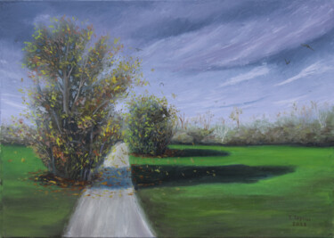 Painting titled ""The road to the ho…" by Tetiana Teresh, Original Artwork, Oil