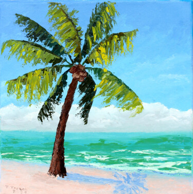 Schilderij getiteld ""A palm tree"" door Tetiana Teresh, Origineel Kunstwerk, Olie