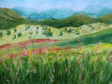 Painting titled ""Tall grass of the…" by Tetiana Teresh, Original Artwork, Watercolor