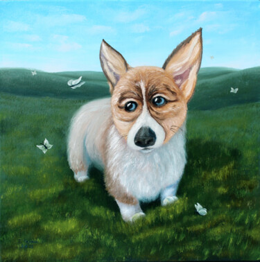 Painting titled ""A puppy"" by Tetiana Teresh, Original Artwork, Oil