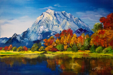 Painting titled ""MOUNTAINS IN THE A…" by Tetiana Tiplova, Original Artwork, Oil