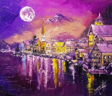 Pittura intitolato ""AUSTRIA. NIGHT HAL…" da Tetiana Tiplova, Opera d'arte originale, Olio