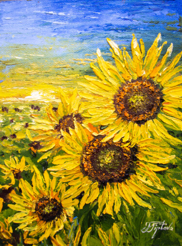 Peinture intitulée ""SUNFLOWERS"" par Tetiana Tiplova, Œuvre d'art originale, Huile