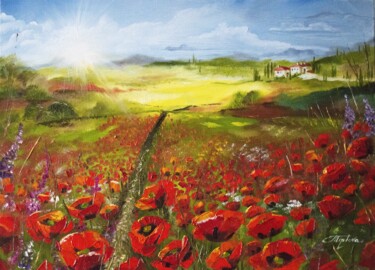 Malerei mit dem Titel ""Fields of Tuscany"" von Tetiana Tiplova, Original-Kunstwerk, Öl