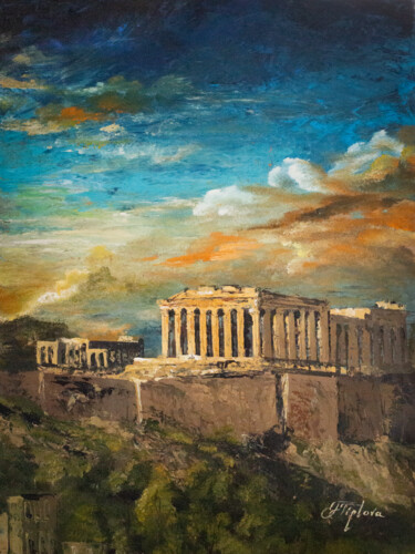 Peinture intitulée "" THE ACROPOLIS". A…" par Tetiana Tiplova, Œuvre d'art originale, Huile