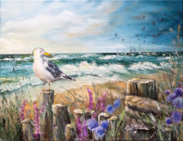 Peinture intitulée ""THE SEAGULL BY THE…" par Tetiana Tiplova, Œuvre d'art originale, Huile