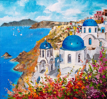 Malerei mit dem Titel ""SANTORINI GREECE"" von Tetiana Tiplova, Original-Kunstwerk, Öl