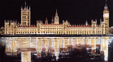 Malerei mit dem Titel ""NIGHT LONDON"" von Tetiana Tiplova, Original-Kunstwerk, Öl