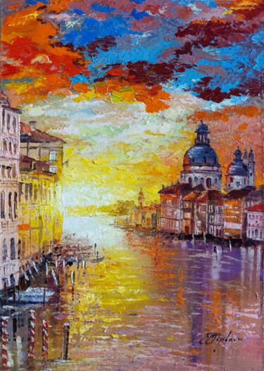 Painting titled ""SUNRISE IN VENICE"" by Tetiana Tiplova, Original Artwork, Oil