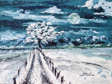 Painting titled ""TREE BY THE ROAD".…" by Tetiana Tiplova, Original Artwork, Oil