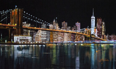 Painting titled ""NIGHT NEW YORK". B…" by Tetiana Tiplova, Original Artwork, Oil